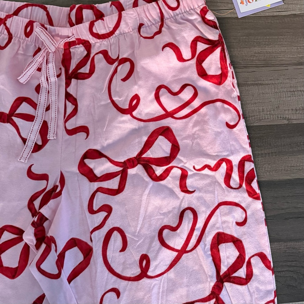 Women's Pink and Red Bow Print Pajama Pants - Picture 5 of 11